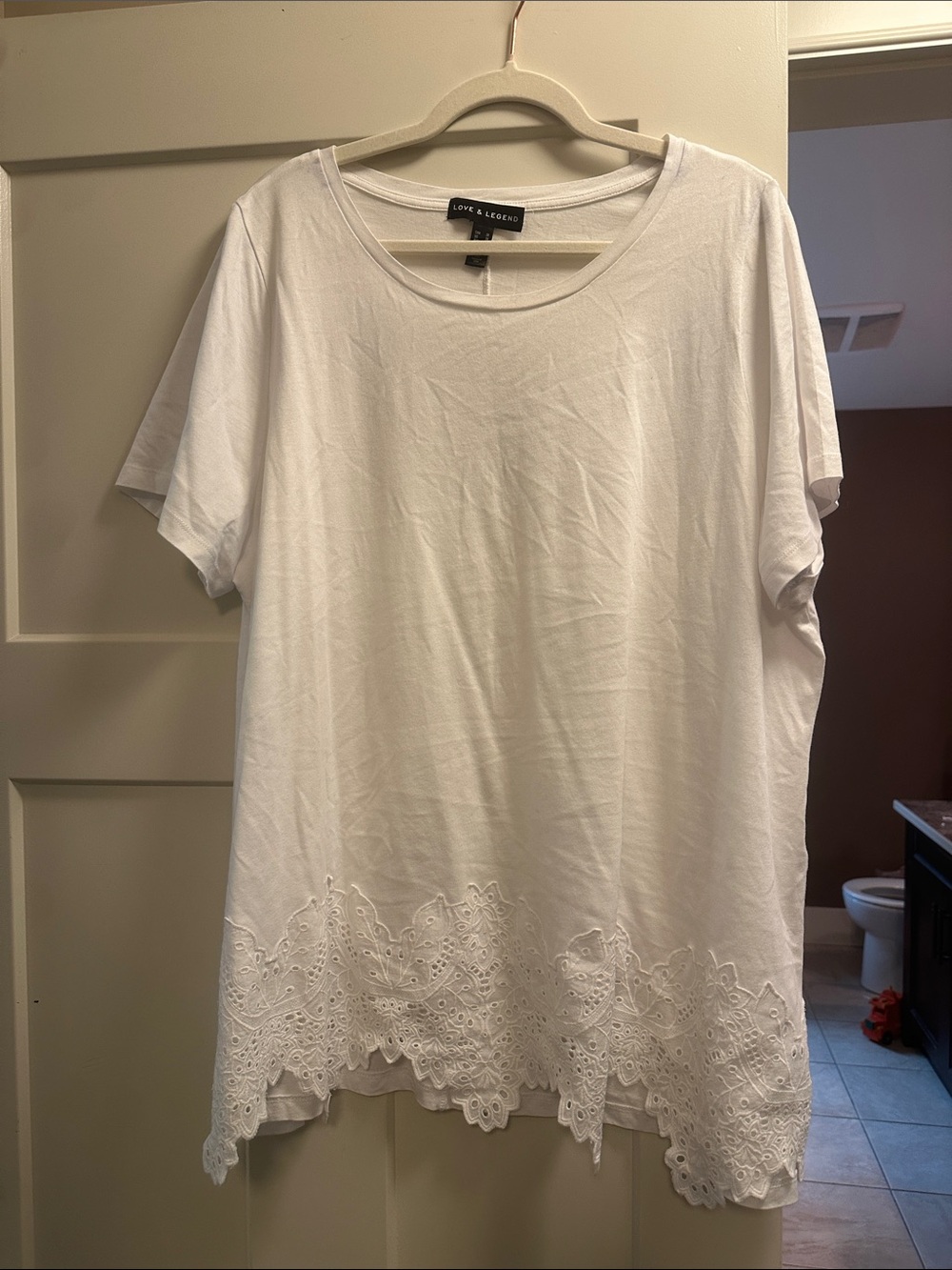 Love & Legend White Embroidered Hem Tunic Top